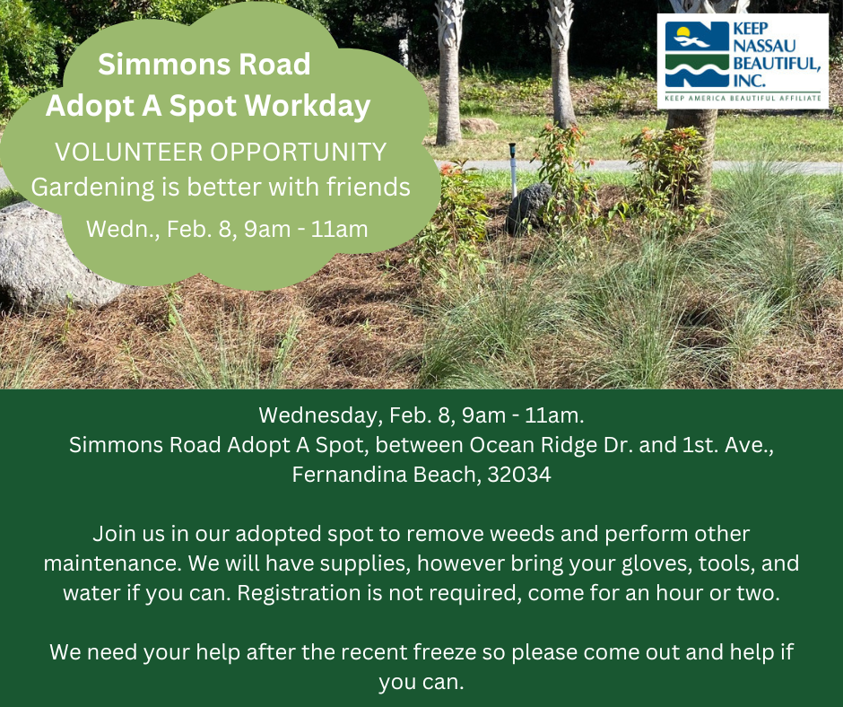 Volunteer Opportunity - Adopt A Spot Workday - Keep Nassau Beautiful