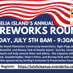 After the Fireworks 2026 community beach cleanup event banner
