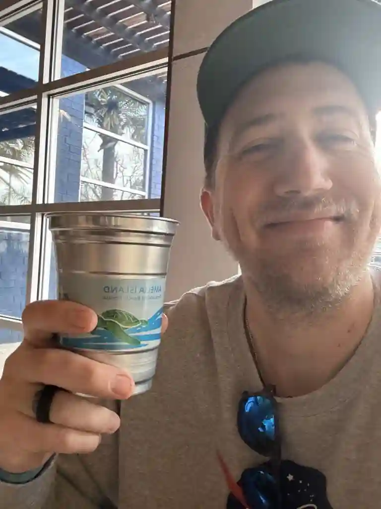 Greg enjoying the Aluminum Cup